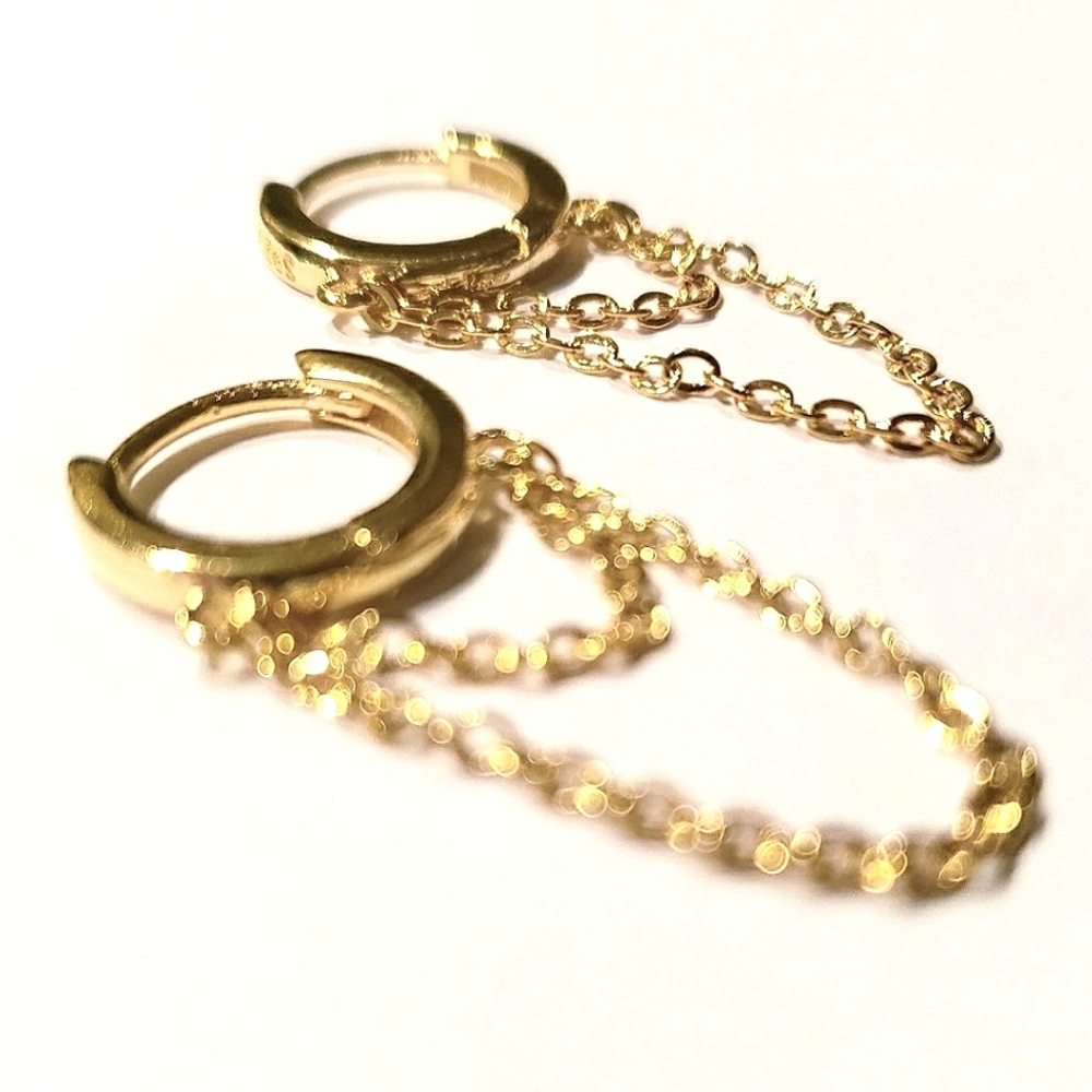 .925 Sterling Silver: double layer tassel hoop earrings - Picture 4 of 6